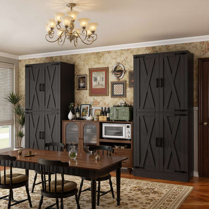 71'' Tall Farmhouse Kitchen Pantry Cabinet with Drawer and Adjustable Shelves, 2 Packs