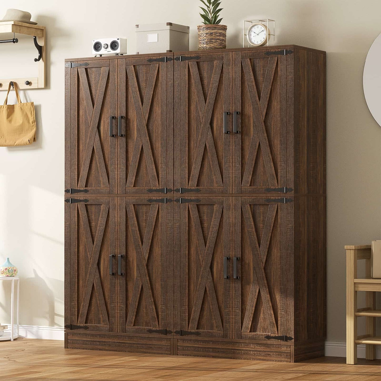 71'' Tall Farmhouse Kitchen Pantry Cabinet with Drawer and Adjustable Shelves, 2 Packs