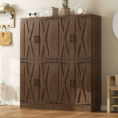 71'' Tall Farmhouse Kitchen Pantry Cabinet with Drawer and Adjustable Shelves, 2 Packs