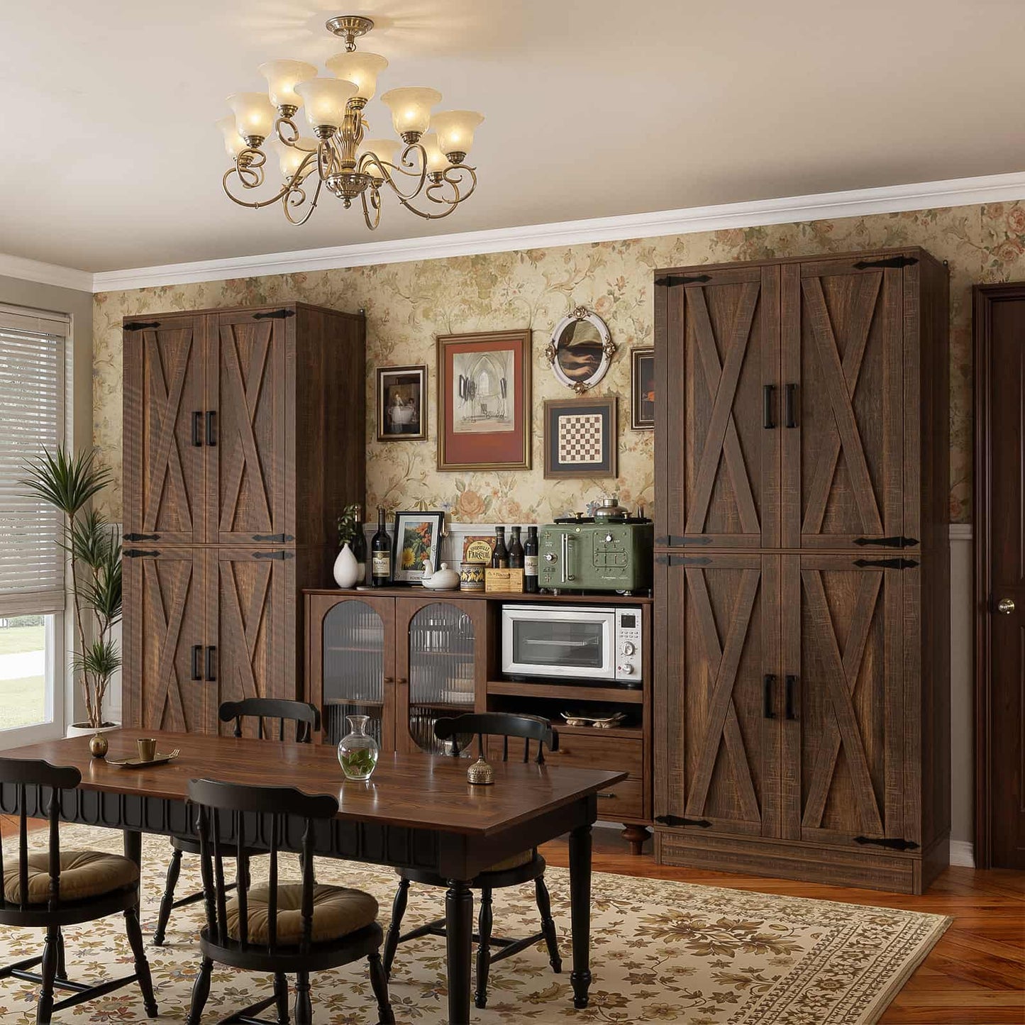 71'' Tall Farmhouse Kitchen Pantry Cabinet with Drawer and Adjustable Shelves, 2 Packs