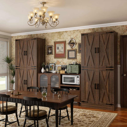 71'' Tall Farmhouse Kitchen Pantry Cabinet with Drawer and Adjustable Shelves, 2 Packs