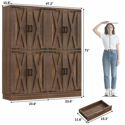 71'' Tall Farmhouse Kitchen Pantry Cabinet with Drawer and Adjustable Shelves, 2 Packs