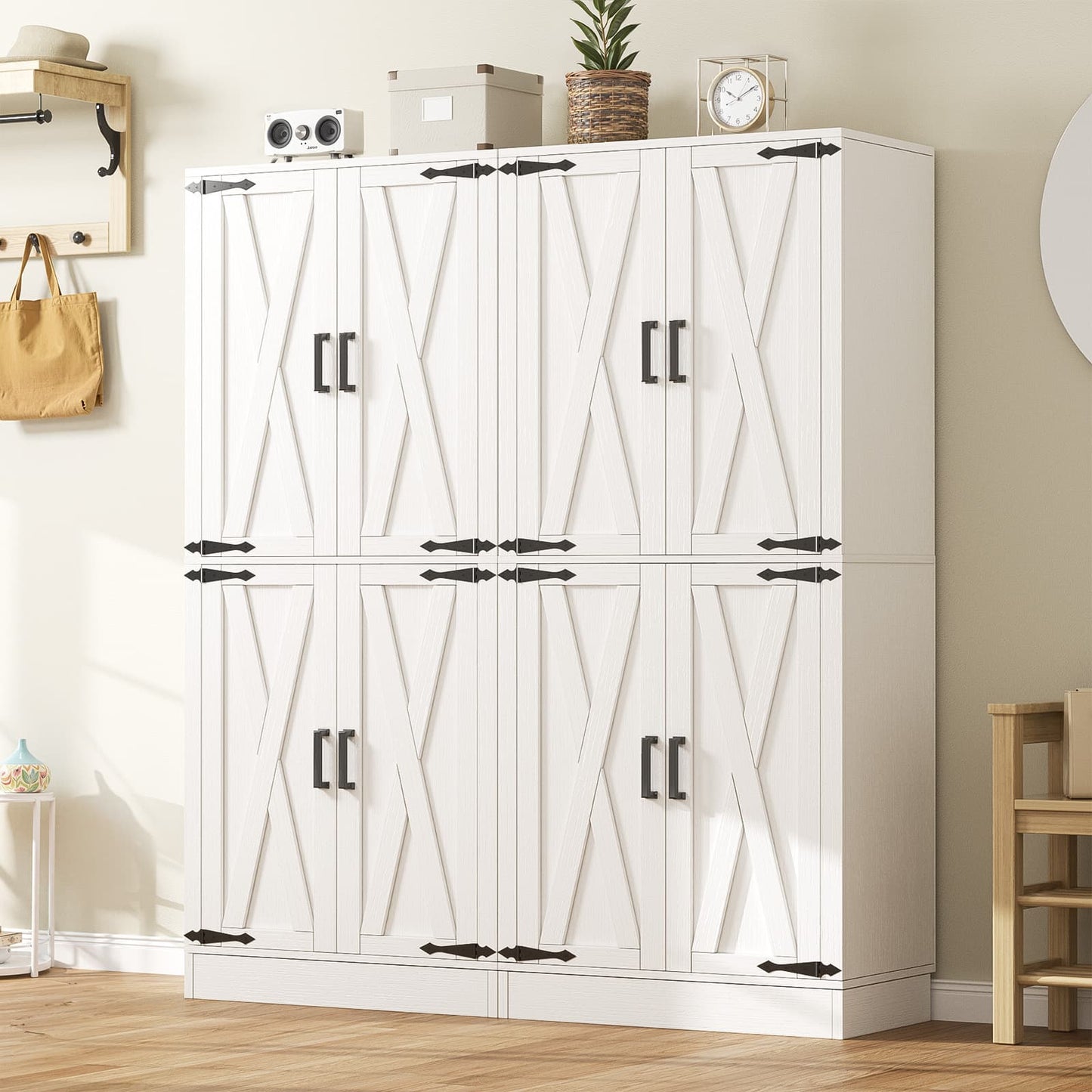 71'' Tall Farmhouse Kitchen Pantry Cabinet with Drawer and Adjustable Shelves, 2 Packs