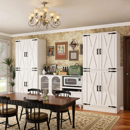 71'' Tall Farmhouse Kitchen Pantry Cabinet with Drawer and Adjustable Shelves, 2 Packs