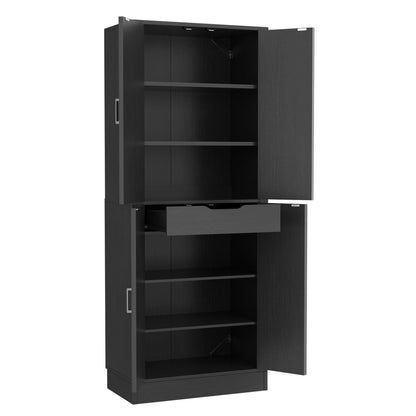 71'' Tall Farmhouse Bathroom Storage Cabinet, 7-Tier Linen Cabinet with Drawer & Adjustable Shelves