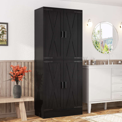 71'' Tall Farmhouse Bathroom Storage Cabinet, 7-Tier Linen Cabinet with Drawer & Adjustable Shelves