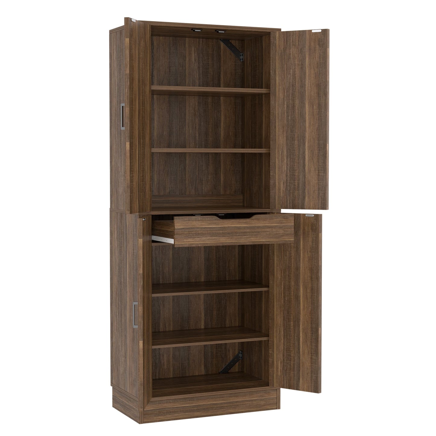 71'' Tall Farmhouse Bathroom Storage Cabinet, 7-Tier Linen Cabinet with Drawer & Adjustable Shelves