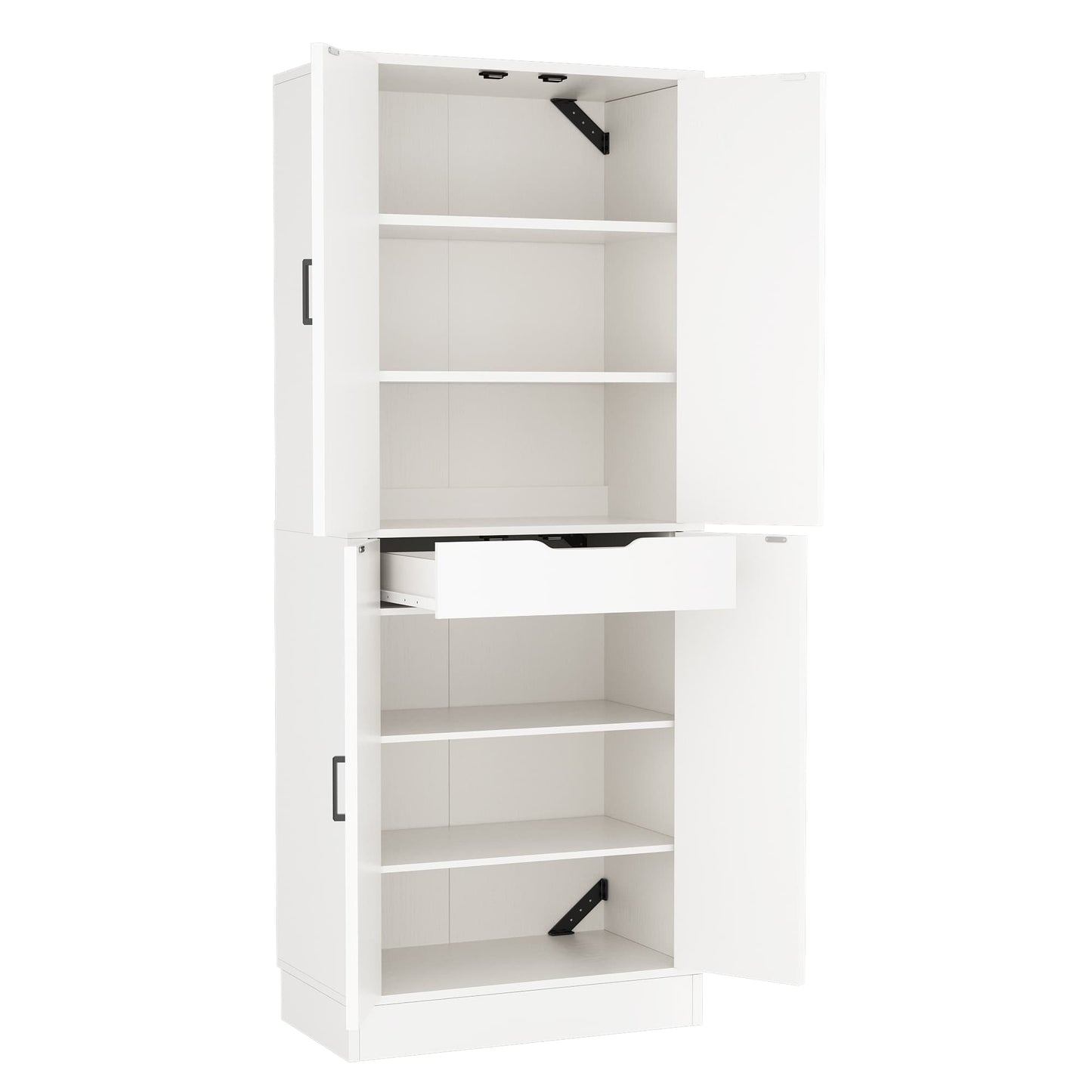 71'' Tall Farmhouse Bathroom Storage Cabinet, 7-Tier Linen Cabinet with Drawer & Adjustable Shelves