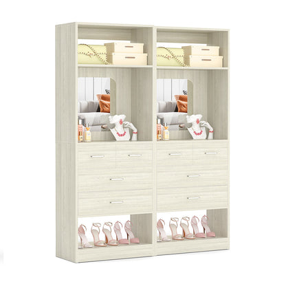 50" Freestanding Closet System with 8 Drawers, 4.2FT Modular Closet Organizer System with Mirror and Shelves