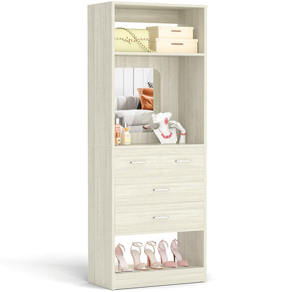 25'' Walk-in Closet System with 4 Wooden Drawers & Mirror