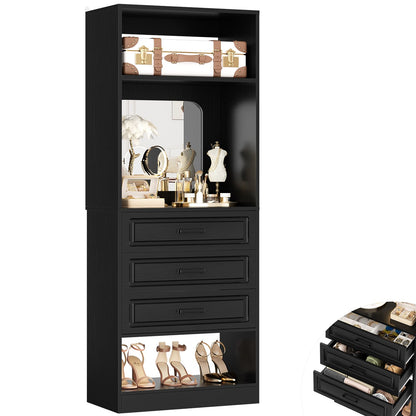 25" Freestanding Closet System with 3 Drawers & Mirror