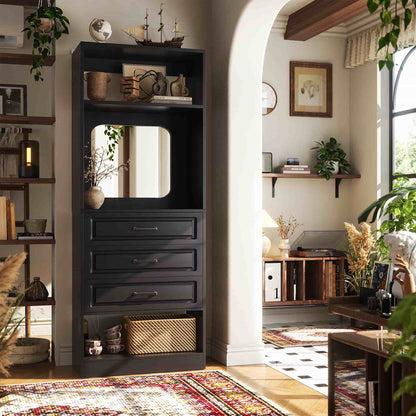 25" Freestanding Closet System with 3 Drawers & Mirror