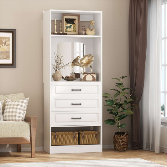 25" Freestanding Closet System with 3 Drawers & Mirror
