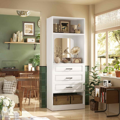 25" Freestanding Closet System with 3 Drawers & Mirror