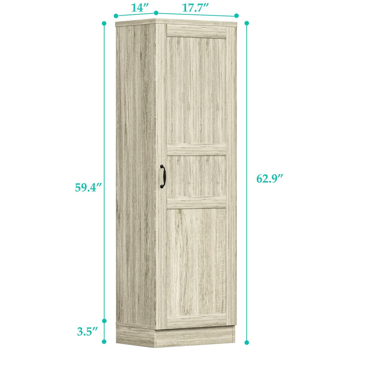 Farmhouse Slim Pantry Cabinet with Adjustable Shelves & Reversible Door - Perfect for Kitchen, Pantry & Small Spaces