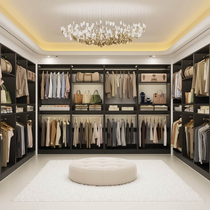 50'' Closet Organizer System, Set of 2, Heavy Duty Closet Storage & Organizer with 4 Hanging Rods and Adjustable Shelves