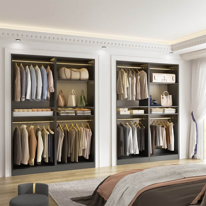 50'' Closet Organizer System, Set of 2, Heavy Duty Closet Storage & Organizer with 4 Hanging Rods and Adjustable Shelves