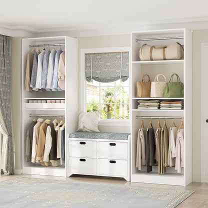 50'' Closet Organizer System, Set of 2, Heavy Duty Closet Storage & Organizer with 4 Hanging Rods and Adjustable Shelves