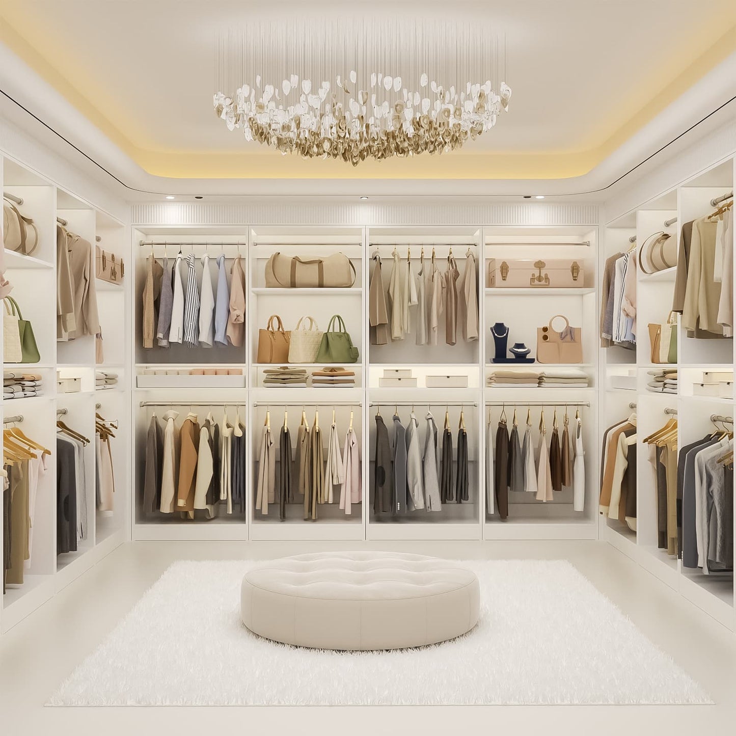 50'' Closet Organizer System, Set of 2, Heavy Duty Closet Storage & Organizer with 4 Hanging Rods and Adjustable Shelves