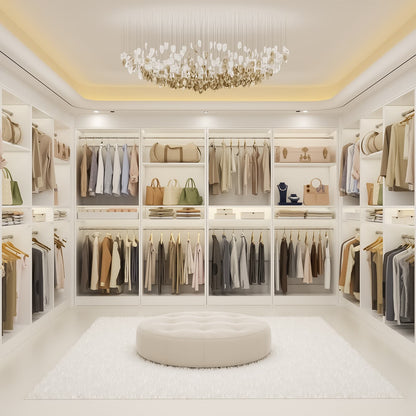50'' Closet Organizer System, Set of 2, Heavy Duty Closet Storage & Organizer with 4 Hanging Rods and Adjustable Shelves