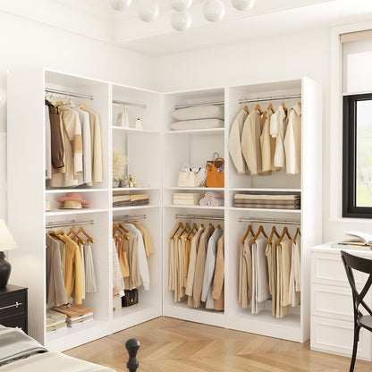 100 Inch Closet System, Freestanding Closet Organizer Wardrobe with 8 Hanging Rods and 17 Shelves