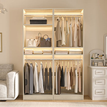 50'' Closet Organizer System, Set of 2, Heavy Duty Closet Storage & Organizer with 4 Hanging Rods and Adjustable Shelves
