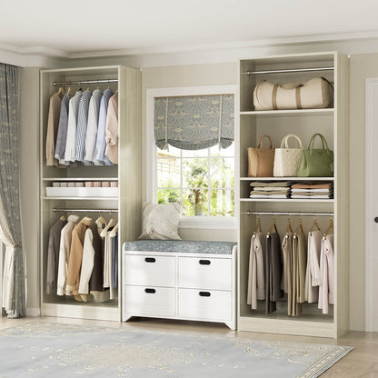50'' Closet Organizer System, Set of 2, Heavy Duty Closet Storage & Organizer with 4 Hanging Rods and Adjustable Shelves