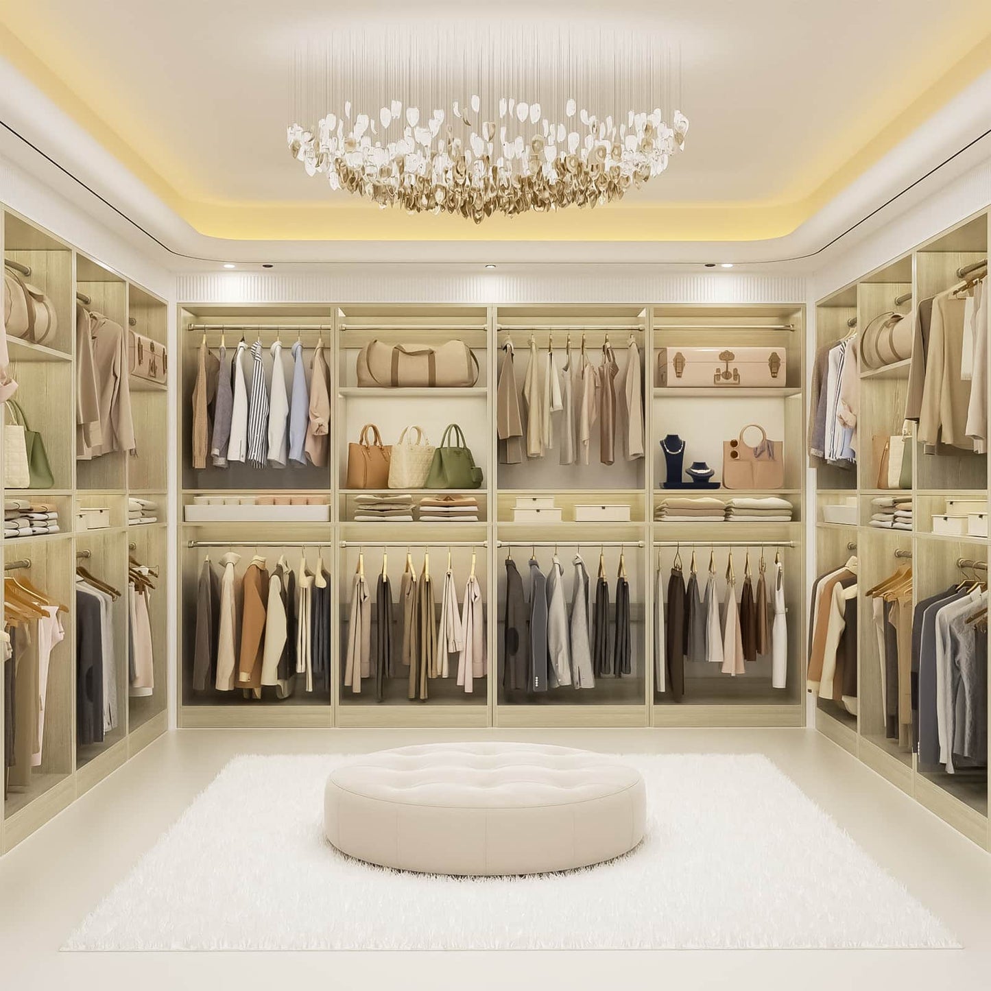 50'' Closet Organizer System, Set of 2, Heavy Duty Closet Storage & Organizer with 4 Hanging Rods and Adjustable Shelves