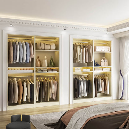 50'' Closet Organizer System, Set of 2, Heavy Duty Closet Storage & Organizer with 4 Hanging Rods and Adjustable Shelves