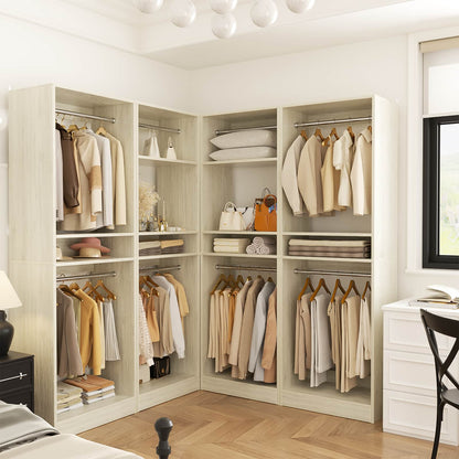 100 Inch Closet System, Freestanding Closet Organizer Wardrobe with 8 Hanging Rods and 17 Shelves
