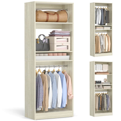 25'' Closet System, Freestanding Closet Organizer Wardrobe with Hanging Rods and Shelves