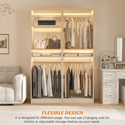 25'' Closet System, Freestanding Closet Organizer Wardrobe with Hanging Rods and Shelves