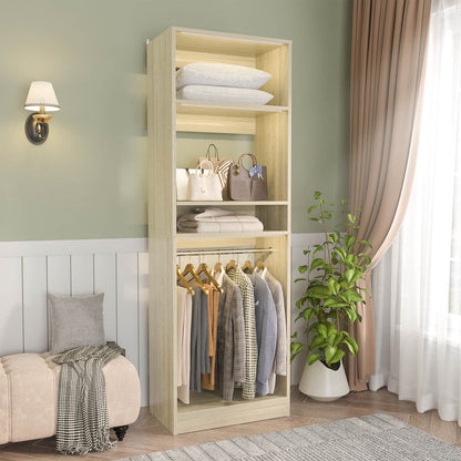 25'' Closet System, Freestanding Closet Organizer Wardrobe with Hanging Rods and Shelves