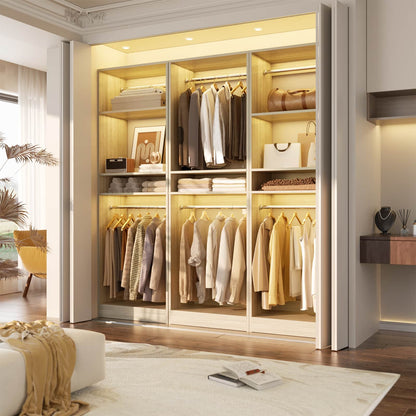 25'' Closet System, Freestanding Closet Organizer Wardrobe with Hanging Rods and Shelves