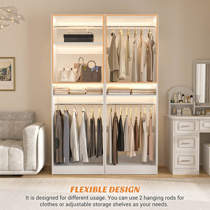 25'' Closet System, Freestanding Closet Organizer Wardrobe with Hanging Rods and Shelves