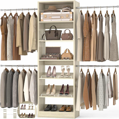 4-8 ft Freestanding Closet Organizer System with Adjustable Shelves and 4 Extendable Hanging Rods