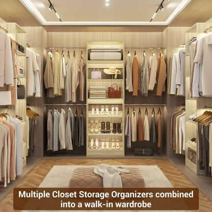 4-8 ft Freestanding Closet Organizer System with Adjustable Shelves and 4 Extendable Hanging Rods
