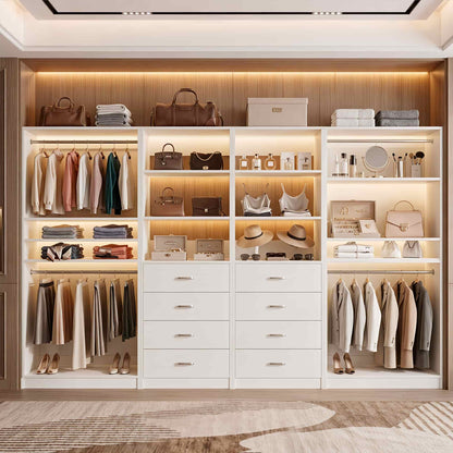 57.3'' W 2-Piece Closet Organizer System with Drawers and Hanging Rods