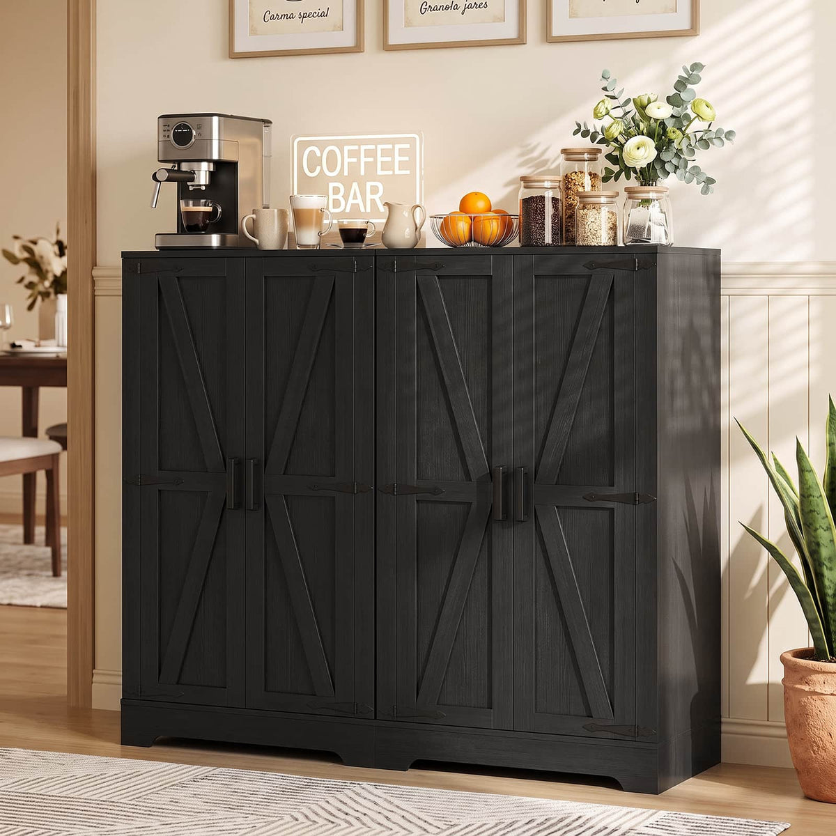 44'' W Pantry Storage Cabinet Set of 2, Small Farmhouse Pantry with Adjustable Shelves