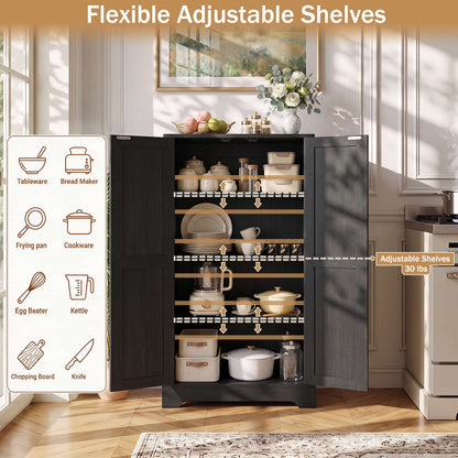 44'' W Pantry Storage Cabinet Set of 2, Small Farmhouse Pantry with Adjustable Shelves