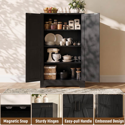 44'' W Pantry Storage Cabinet Set of 2, Small Farmhouse Pantry with Adjustable Shelves