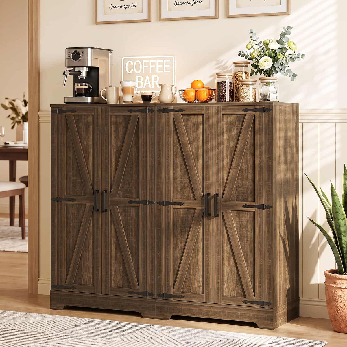 44'' W Pantry Storage Cabinet Set of 2, Small Farmhouse Pantry with Adjustable Shelves