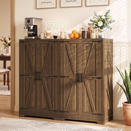 44'' W Pantry Storage Cabinet Set of 2, Small Farmhouse Pantry with Adjustable Shelves