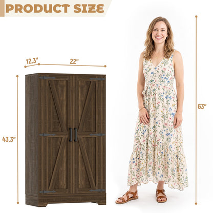 44'' W Pantry Storage Cabinet Set of 2, Small Farmhouse Pantry with Adjustable Shelves