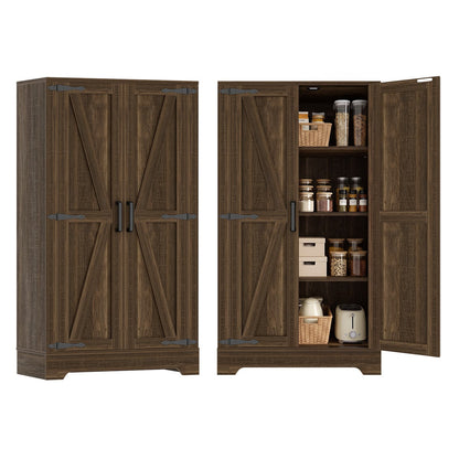 44'' W Pantry Storage Cabinet Set of 2, Small Farmhouse Pantry with Adjustable Shelves