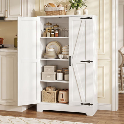 43.3'' Tall Small Farmhouse Pantry Cabinet with 3 Adjustable Shelves