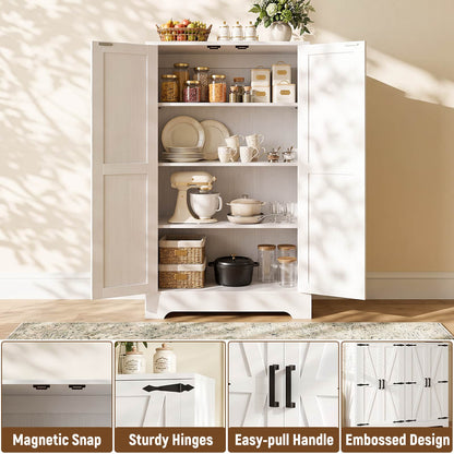 44'' W Pantry Storage Cabinet Set of 2, Small Farmhouse Pantry with Adjustable Shelves