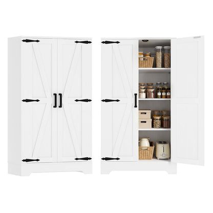 44'' W Pantry Storage Cabinet Set of 2, Small Farmhouse Pantry with Adjustable Shelves