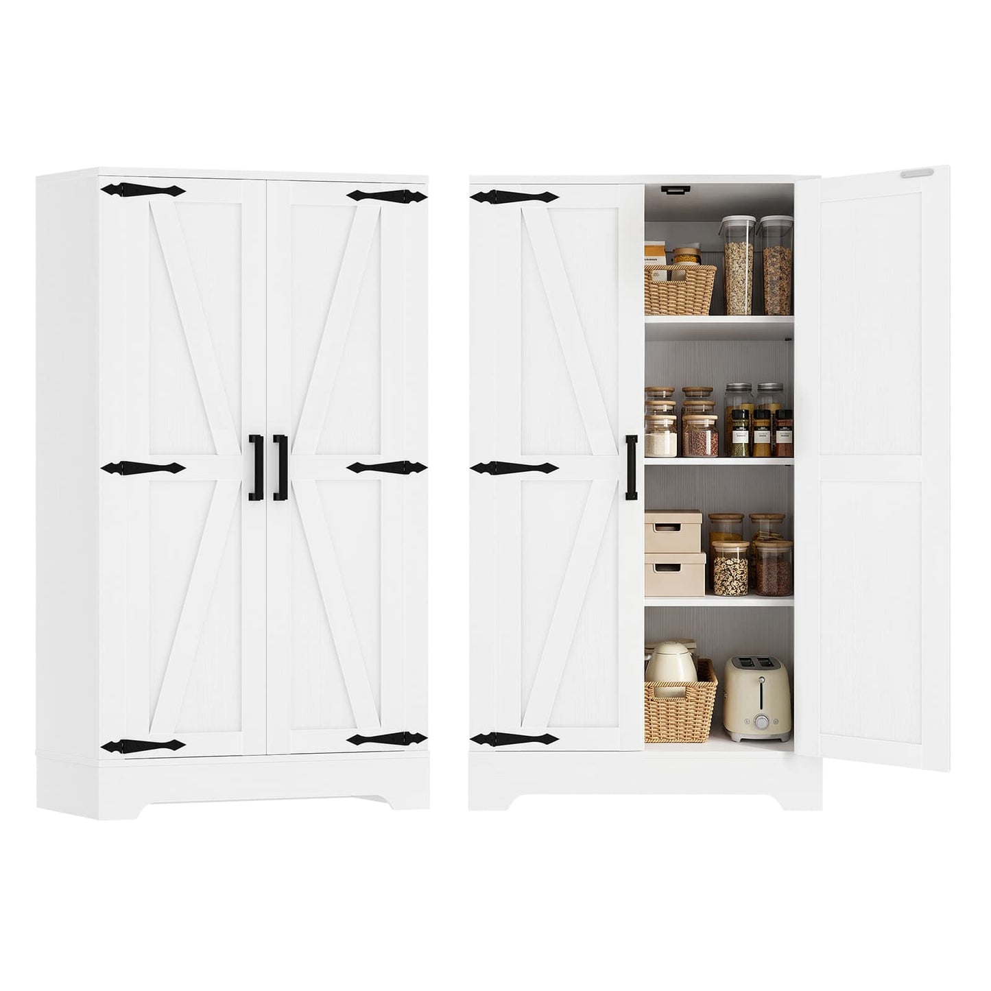 43.3'' Tall Small Farmhouse Pantry Cabinet with 3 Adjustable Shelves