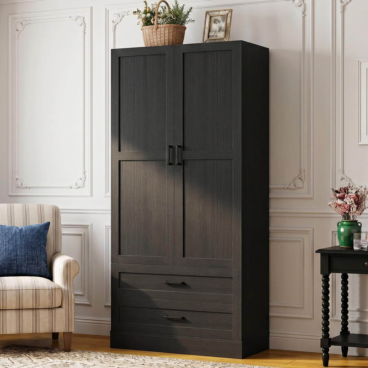 71" Freestanding Tall Pantry Cabinet with Pull-Out Shelves & Drawers– Maximize Kitchen, Living Room & Laundry Storage